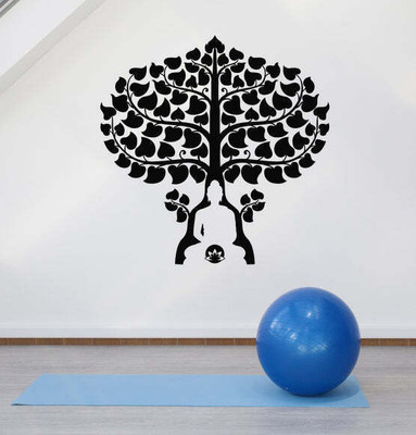 Xskin 27 cm Buddha Tree Lotus Buddhism Self Adhesive Sticker(Pack of 1)