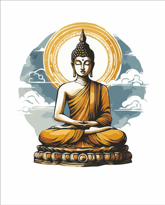 KatariyaAssosiat 60 cm Minimalist Buddha-Peaceful Meditation Art Vinyl Wall Sticker (Size 50X60 CM) Removable Sticker(Pack of 1)