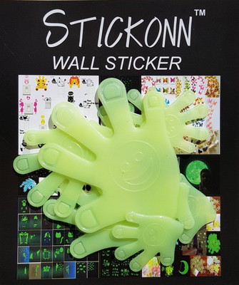 stickonn 1 cm Multi Colour Fluorescent Glow In The Dark Hollow Star Wall Sticker HandGreen Double-sided Sticker(Pack of 5)