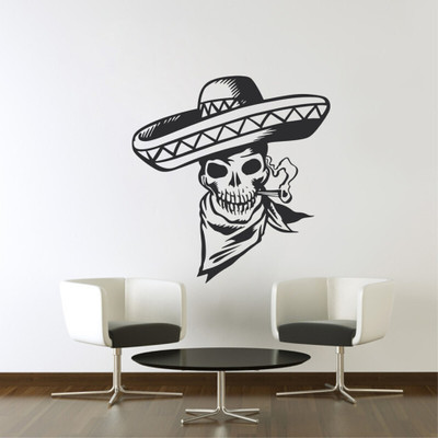 Décor vibe 67 cm latest Smoking Skull'for,Home Décor (42 Cm X 67 Cm ) Self Adhesive Sticker(Pack of 1)