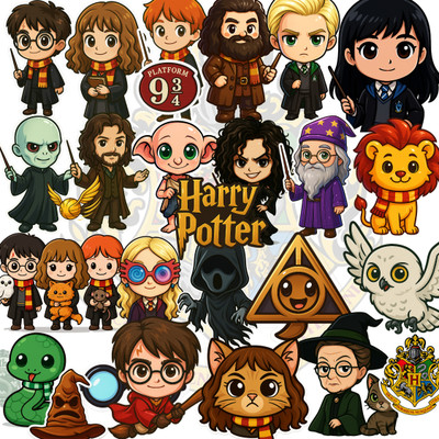 KraftCrate 6 cm Harry Potter Inspired Movie Stickers|Waterproof & Resin Coated material| Self Adhesive Sticker(Pack of 40)