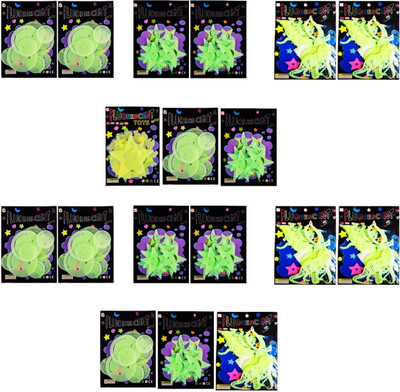 Kartual 5 cm Creative Glow Sticker Return Gift For Kids Birthday-Green Glow in the Dark Sticker(Pack of 18)