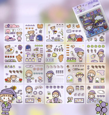 DGSELL CREATIONS 8 cm Style Cute Cartoon Hand Account Book Stickers Decorative Small Pattern Self Adhesive Sticker(Pack of 1)
