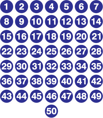 ShubhFly 3 cm 1 to 50 Number Stickers 1.15 Inch Small Self-Adhesive Number Labels Self Adhesive Sticker(Pack of 2)