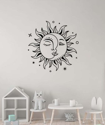 SnappyVinyl 27 cm Crescent Moon Sun Face Self Adhesive Sticker(Pack of 1)