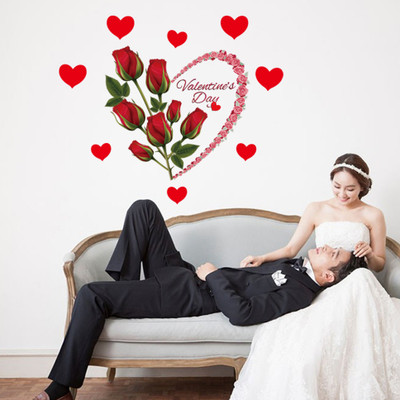 SmartWindow 50 cm Rose Flower Love Couple Marriage Wall Sticker Wall Sticker (50 CM X 50 CM) Self Adhesive Sticker(Pack of 1)