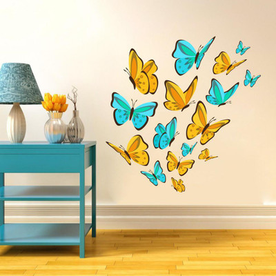 Stickerberry 90 cm Butterfly wall sticker for Home Decor 100 CM X 90 CM Self Adhesive Sticker(Pack of 1)