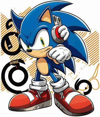 SkyOlla 60 cm Sonic Wall Sticker – Self Adhesive Vinyl Décor for Kids’ Room, Nursery Room Self Adhesive Sticker(Pack of 1)