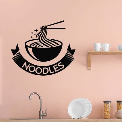 SnappyVinyl 33 cm Soup Noodles Asian Cuisine Tasty Food Self Adhesive Sticker(Pack of 1)