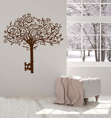 SnappyVinyl 27 cm Abstract Tree Key Home Self Adhesive Sticker(Pack of 1)