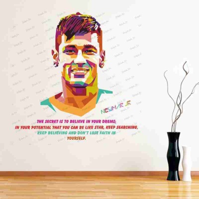 Dilight Art 63 inch Size, Neymar Jr. Footballer and Quotes Design Wall Sticker Self Adhesive Sticker(Pack of 1)