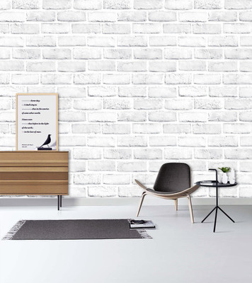 Flipkart SmartBuy 500 cm Wall Stickers Wallpaper Home Decoration White Bricks Pattern Self Adhesive Self Adhesive Sticker(Pack of 1)