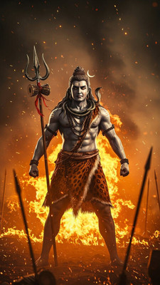 swaroopa 16.5 inch Shiv Shankar Mahadev A3 size non tearable sticker Self Adhesive Sticker(Pack of 1)