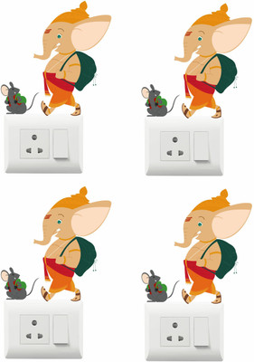 Crown Decals 15 cm Switch board sticker Self Adhesive Sticker(Pack of 4)
