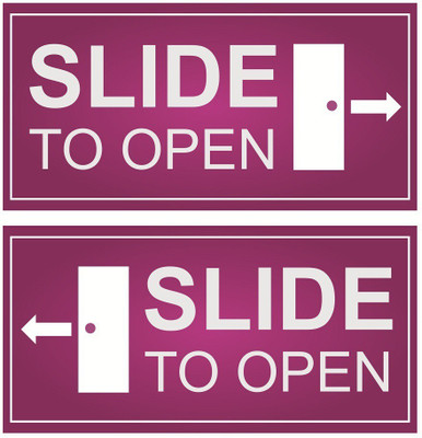 Print Experts 15.24 cm Slide to open stickers for home office factory doors size 3^ inch pack of 4 pcs. Self Adhesive Sticker(Pack of 4)