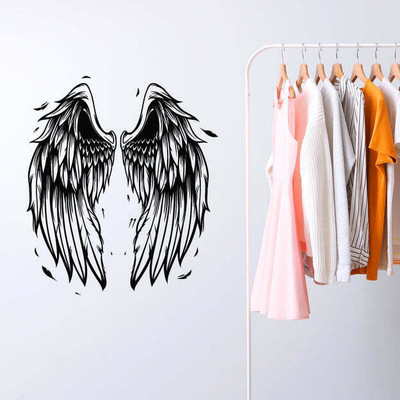 SnappyVinyl 33 cm Angel Wings For Design Element Tattoo Self Adhesive Sticker(Pack of 1)
