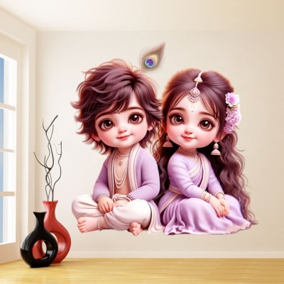 Approach Decor 48 cm Radha Krishna Wall Sticker For Kids Room Bedroom Living Room Self Adhesive Sticker(Pack of 1)