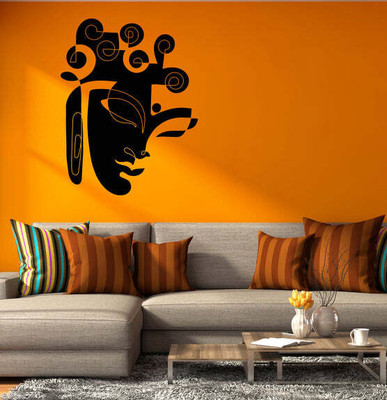 SnappyVinyl 27 cm Abstract Buddha Head Face Self Adhesive Sticker(Pack of 1)