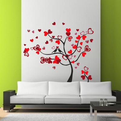 Aashrut decor 58 cm Heart Tree Wall decal wall stickers PVC Vinyl, ( 104Cm X 120Cm ) Self Adhesive Sticker(Pack of 1)