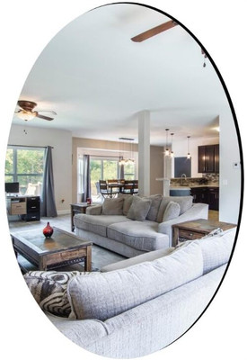 wolkwogg 10 inch Oval Shape Wall Sticker Mirror (Non-Glass) ( 20 * 30 cm ) Self Adhesive Sticker(Pack of 1)