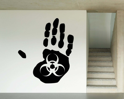 SnappyVinyl 27 cm Image Warning Hand Palm Self Adhesive Sticker(Pack of 1)