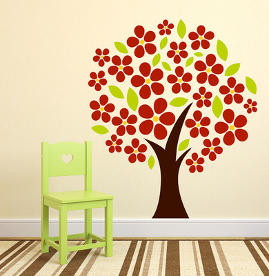 Wallzone 80 cm Colorfull Tree Removable Sticker(Pack of 1)