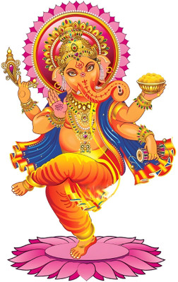 K2A Decor 46 cm Dancing Lord Ganesha Wall Sticker for Home Self Adhesive Sticker(Pack of 1)
