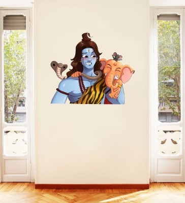 VCREATE DECOR 58 cm Shiva Wall Sticker & Decal Size -( 58 cm x 50 cm ) Self Adhesive Sticker(Pack of 1)