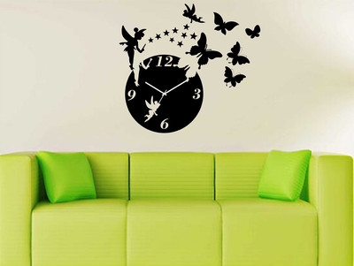 WALLSTICK 90 cm Butterfly Clock Removable Sticker(Pack of 1)