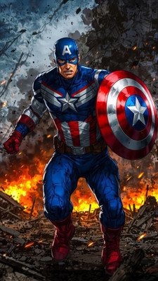 swaroopa 16.5 inch Captain America Sticker Self Adhesive Sticker(Pack of 1)