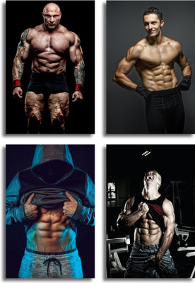 RKDECOR 30.48 cm Bodybuilder Motivational Poster For Room Gym Wall Decor A3 (Size 12x18 Inch)D48 Removable Sticker(Pack of 4)