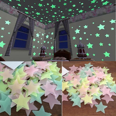 Newvent 3 cm Multi Colour Glow In The Dark-100 Pieces Glow in the Dark Sticker(Pack of 100)