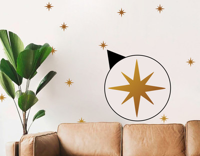 WALLDESIGN 2.3 inch Shining Star Pattern Copper Colour Set Of 60 For Bedroom,Kids-Metallic Finish Self Adhesive Sticker(Pack of 60)