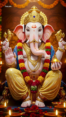 swaroopa 16.5 inch Shri Ganesha sticker Self Adhesive Sticker(Pack of 1)