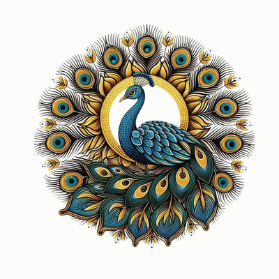 HEMTARA 40 cm Rangoli Sticker – Waterproof Vinyl Mandala Design for Festive Home Decor Self Adhesive Sticker(Pack of 1)