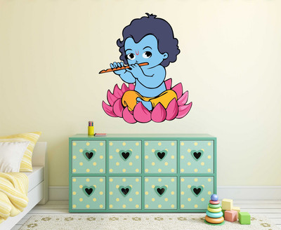 fuzzy 55 cm Krishna Self Adhesive Sticker(Pack of 1)