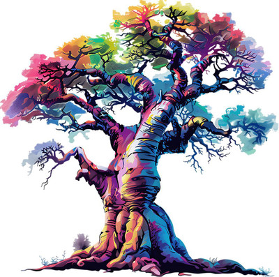 SoFFXia 18 inch Trendy Design Tree Wall Sticker For Living Room, Home Decorative, Hall ED_1222 Self Adhesive Sticker(Pack of 1)