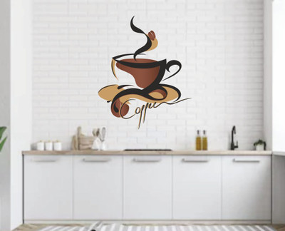 Dilight Art 60 cm Size, Coffee Design Wall Self Adhesive Sticker(Pack of 1)