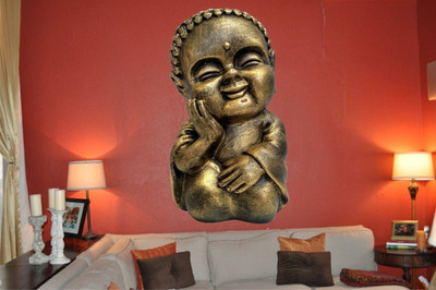 parth decor 41 cm Cute Baby Monk Laughing Buddha Wall Sticker Self Adhesive Sticker(Pack of 1)