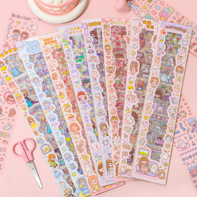 Giftiya 40 cm Decorative Cartoon Theme Kawaii Stickers - 20 PET Sheets Washi Stickers for Kids Self Adhesive Sticker(Pack of 1)