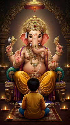 swaroopa 16.5 inch Lord Ganesha Sticker Self Adhesive Sticker(Pack of 1)