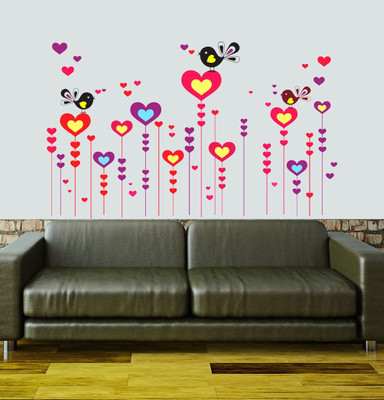 walkart 2.54 cm colourful birds with flying birds Removable Sticker(Pack of 1)