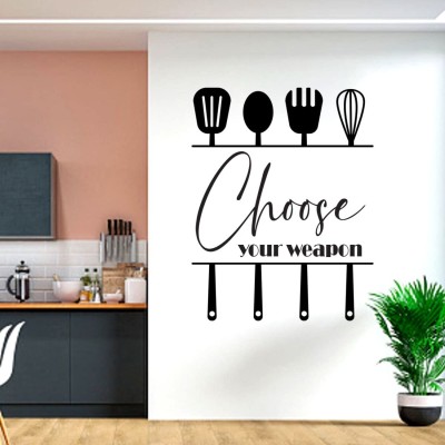 Vasl 84 cm Kitchen Utensils Fork Spoon Wall Sticker for Home/ Decals for Cafe Dinning Space Self Adhesive Sticker(Pack of 1)