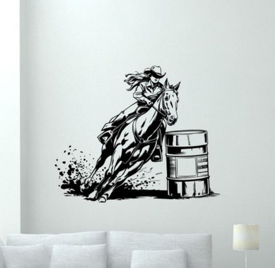 SnappyVinyl 67 cm Barrel Racing Decal Vinyl Wall Self Adhesive Sticker(Pack of 1)