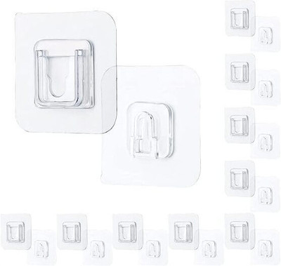 Shreejee Pack of 40 Self Adhesive Male/Female Wall Hooks Transparent Sticker Hooks Hook 40(Pack of 40)
