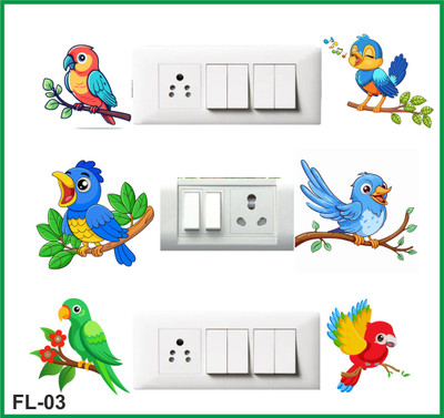 TILKOR 19 inch FLOWER Switch Board Transparent Sticker for home and office Self Adhesive Sticker(Pack of 6)