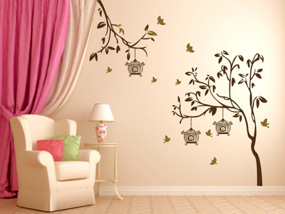SHAH CREATION 120 cm Birds House on a Tree Wall Sticker Self Adhesive Sticker(Pack of 1)