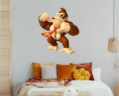 Jagvii 40 cm Cartoon Donkey Kong Wall Sticker for Kids Room Self Adhesive Sticker(Pack of 1)