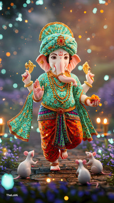 swaroopa 16.5 inch Shri Ganesha sticker Self Adhesive Sticker(Pack of 1)
