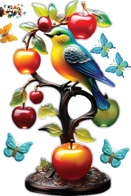 RSB HUB 55 cm 3d Blue & Yellow Birds Printed Self-Adhesive Waterproof Self Adhesive Sticker(Pack of 1)